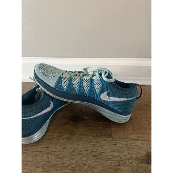 Nike Shoes Flyknit LUNAR2 Running Women’s 7.5 Glacier Ice Turquoise 620658 414 - Picture 6 of 9